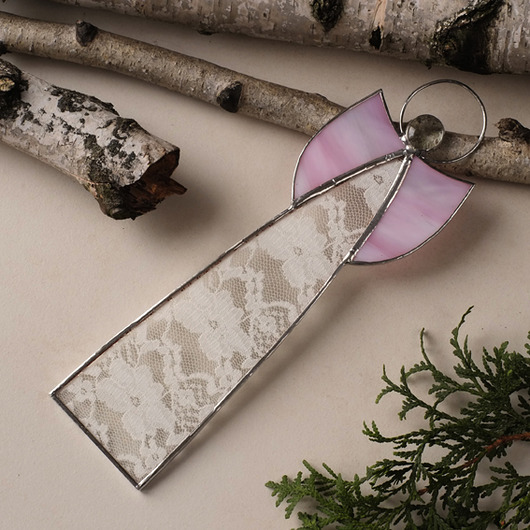 Na Chrzest anioł biały, różowe skrzydła BeArt Handmade