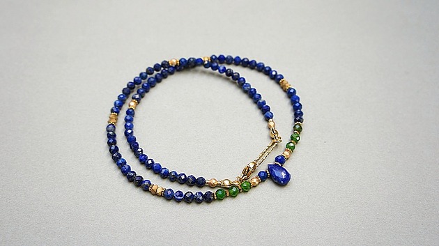 chokery Lapis lazuli  & diopsyd /choker/ - Szlachetna kolekcja