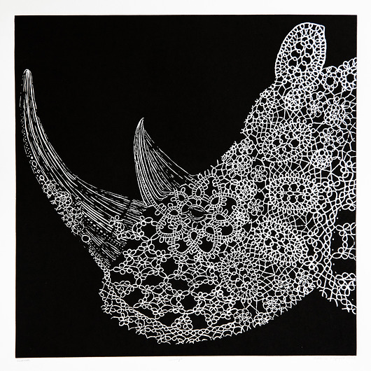 obrazy Czarny nosorożec - linoryt 45x45cm