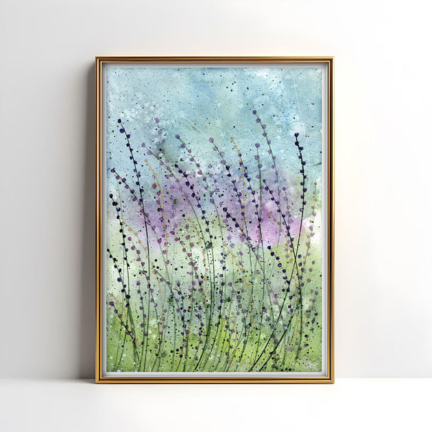 obrazy Oryginalna akwarela. Kolorowa łąka  A4
