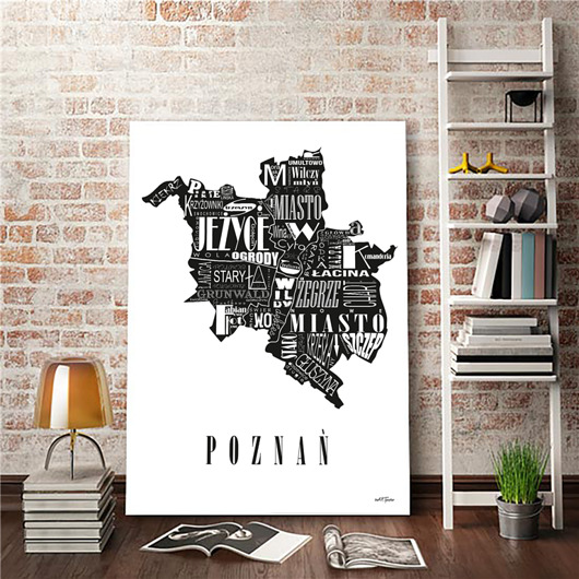 Mapa - POZNAŃ plakat czarno biały Be ART