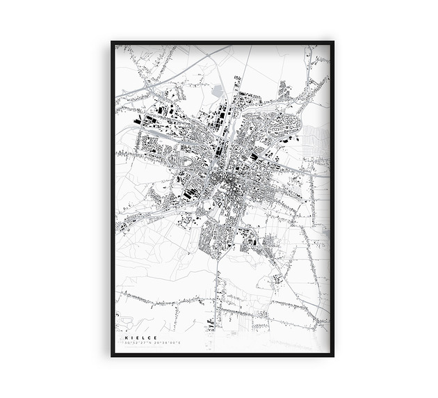 plakaty Kielce - mapa miasta  plakat z mapą Kielc