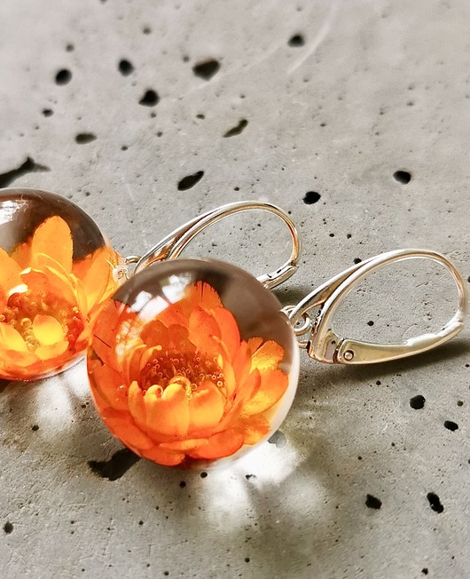 Kolczyki srebrne z egzotyczną gliksją Grol Jewellery