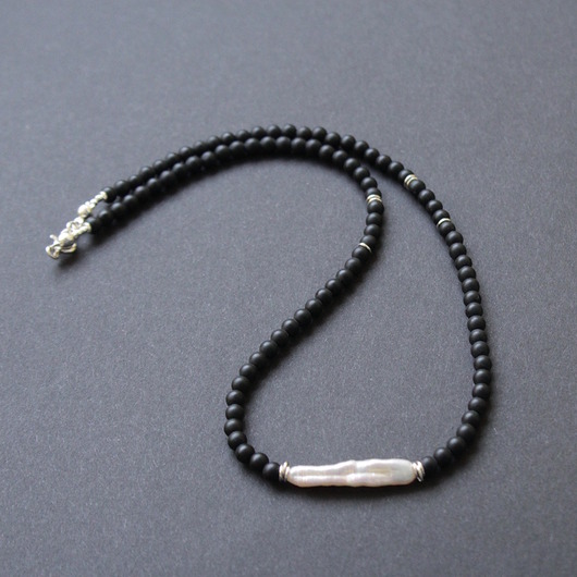 srebrne naszyjniki Naszyjnica Onyks z perłą