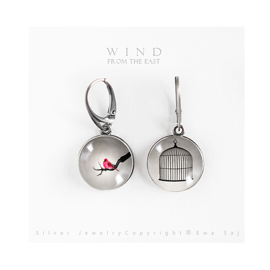 Wind from the east - srebrne kolczyki Ewa Saj  Silver