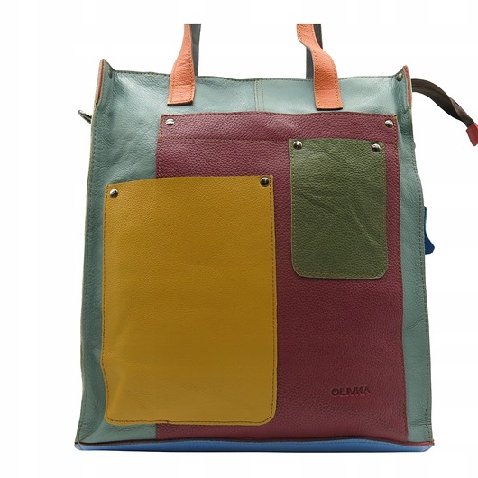 torby na ramię Torebka damska na ramię, shopper, duża, pojemna, mieści A4 skórzana OLIVKA