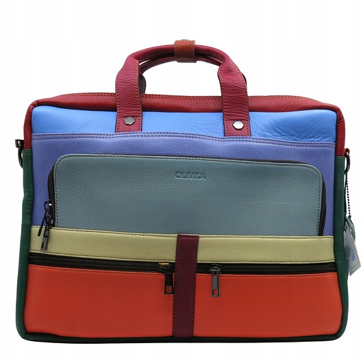 torby na ramię Aktówka torba na laptopa skórzana rączki regulowany pasek kieszenie OLIVKA