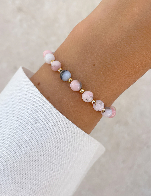 bransoletki z kamieni naturalnych Bransoletka na gumce z opalu z hematytem