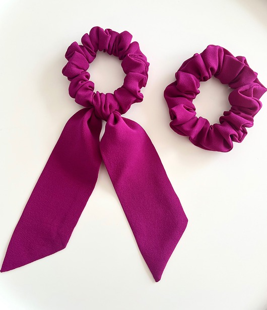 gumki do włosów Jedwabna scrunchie Fuksja Chic z odwiązywaną szarfą