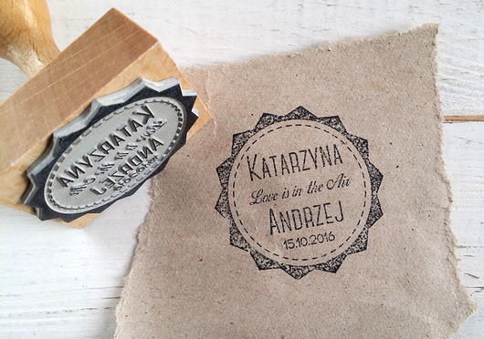 Stempel ślubny 50x50mm Loveisintheair DrukLove