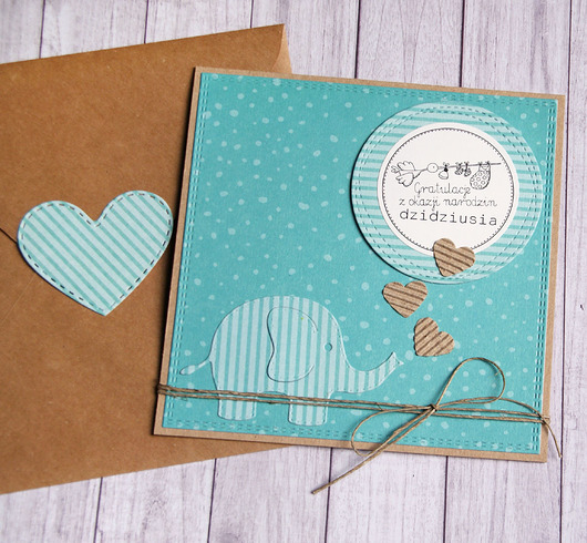 kartki scrapbooking Z okazji narodzin : turkus