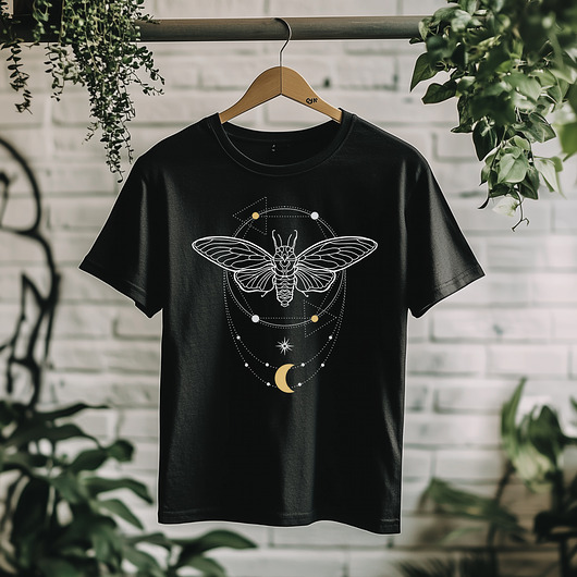 t-shirty męskie Koszulka - Święta geometria - Ćma z gwiezdnym ornamentem