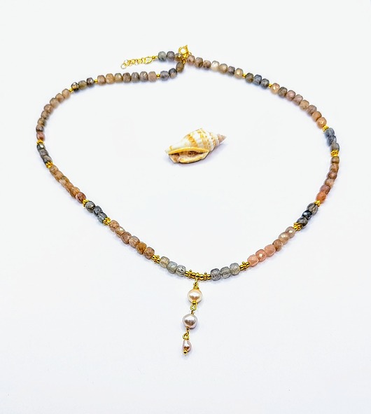 chokery Kamienie księżycowe z perełkami, naszyjnik