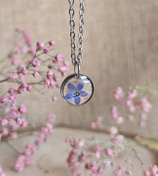 wisiory Suszone kwiaty srebrny wisiorek srebrna zawieszka niezapominajka niezapominajki