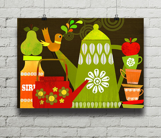 Retro kuchnia - plakat giclee A2 minimalmill