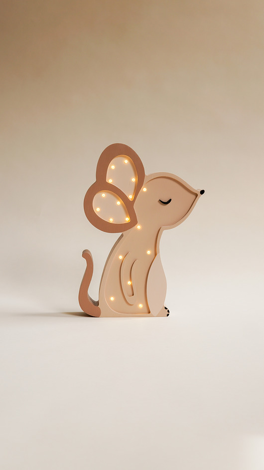 lampy do pokoju dziecka Drewniana Lampka Myszka