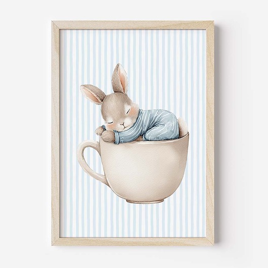 obrazy i plakaty do pokoju dziecięcego Plakat Na Ścianę Dla Chłopca Niebieskie króliczki nr. 6