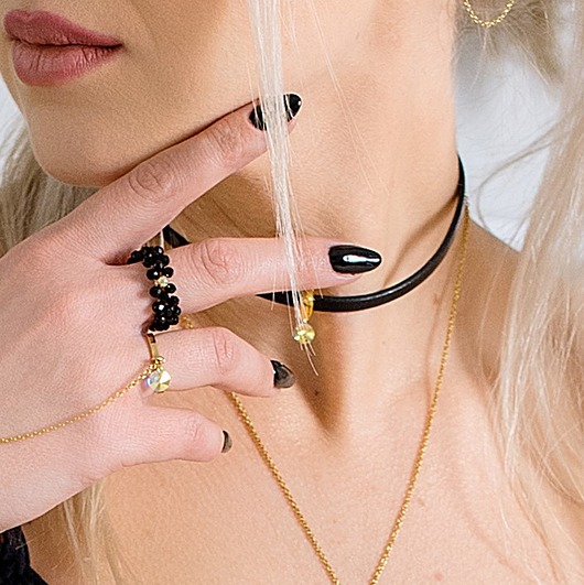 bransoletki skórzane Choker ze skóry Black Leather