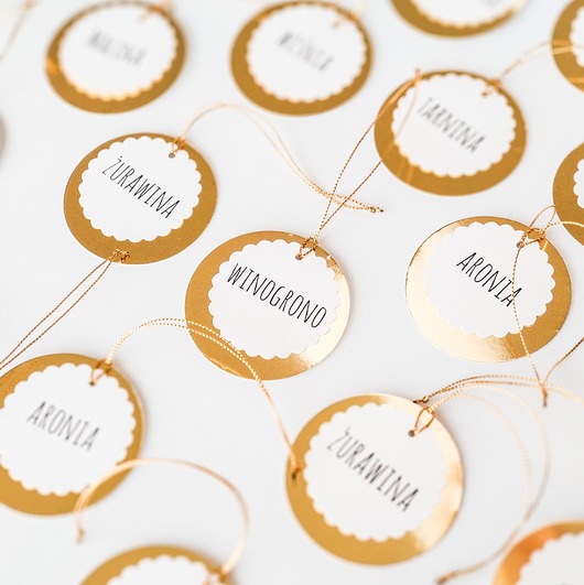 zaproszenia i kartki na ślub Zawieszki na nalewki złote 20 sztuk