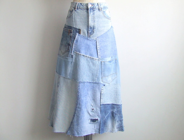 spódnice maxi Patchworkowa spódnica jeans r.40