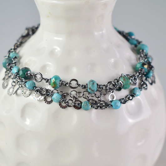 bransoletki z kamieni naturalnych Turkus w srebrze - bransoletka