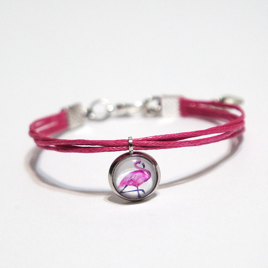 bransoletki ze szkła Bransoletka - Flaming - sznureczki, amarant