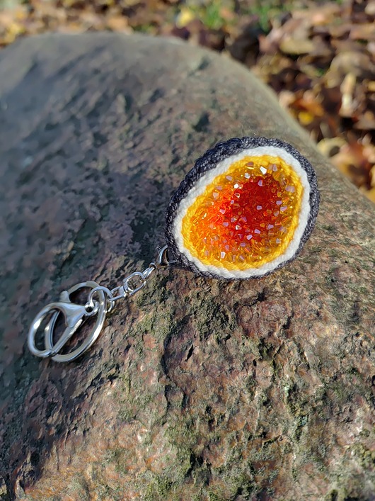 breloki Szydełkowy brelok zawieszka Minerał geoda bursztyn