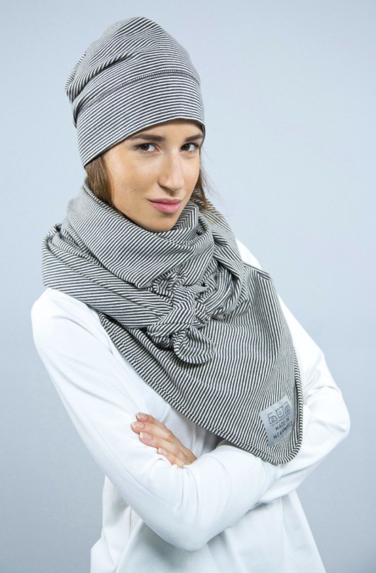 Czapka COTTON BEANIE DWUSTRONNA  PASKI ŁOŚ MADE IN MEANWHILE