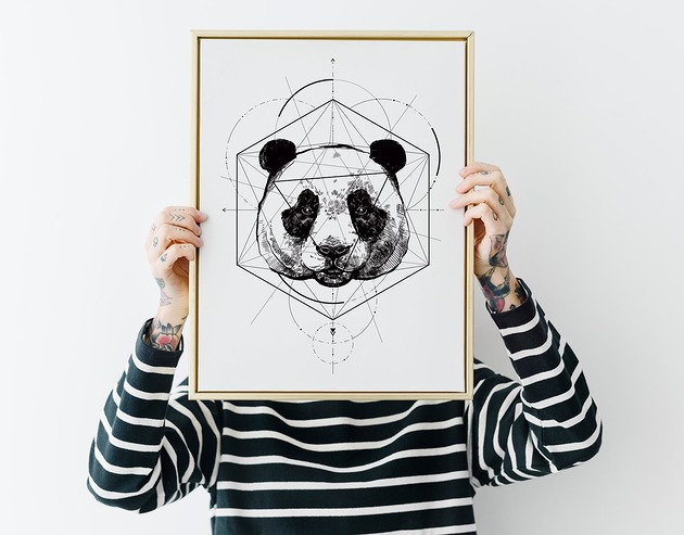 plakaty Plakat Panda geometria