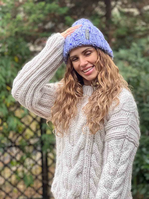 kardigany damskie Sweter warkoczowy na drutach 100% MERYNOS