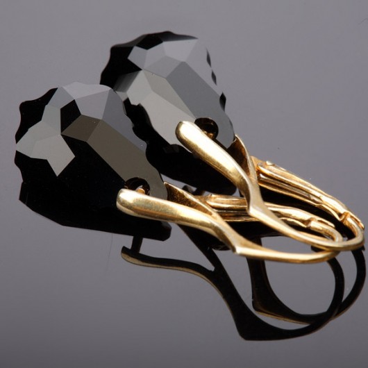 kryształ Swarovski jet baroque w złocie mellody