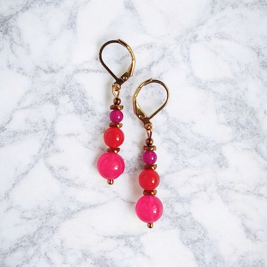 kolczyki z kamieniami SUMMER ENERGY : kolorowy jadeit IV : kolczyki 47mm