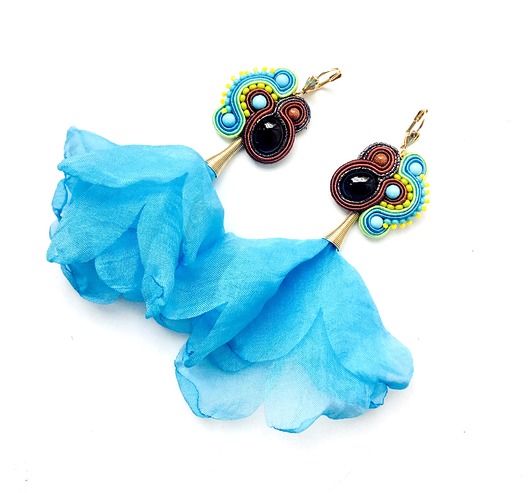 kolczyki soutache Sutaszowe kolczyki  AMBER blue