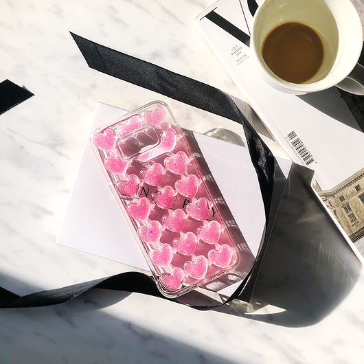 Pink Glitter Hearts 3D | Etui na telefon Unberry