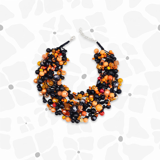 kolie Szydełkowy Naszyjnik Black & Orange