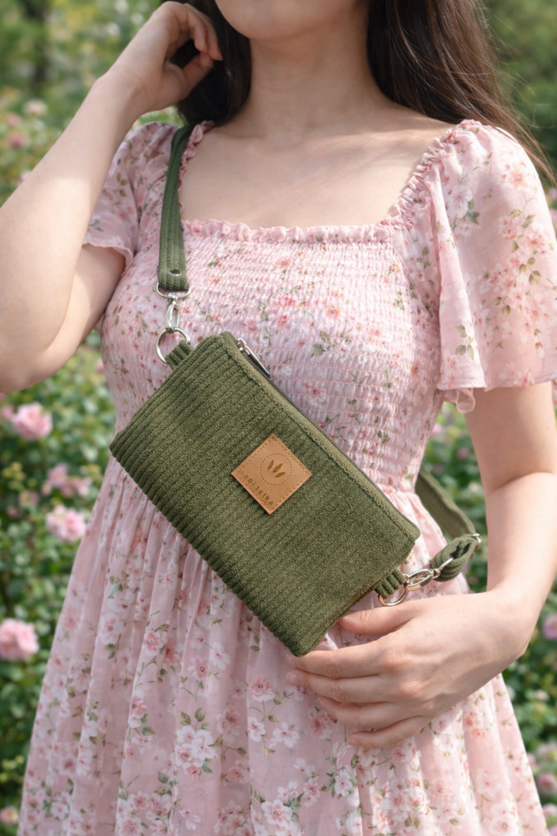 saszetka nerka Sztruksowa mini nerka saszetka na telefon Khaki