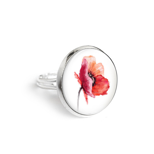 pierścionek z żywicy Pierścionek - Mak