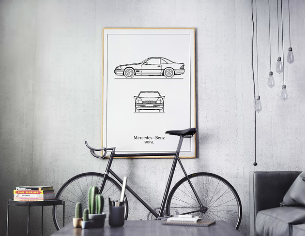 plakaty Plakat Legendy Motoryzacji - Mercedes 500SL