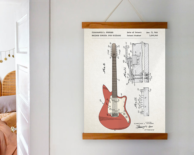 plakaty Gitara elektrycza Fender patent - plakat A3