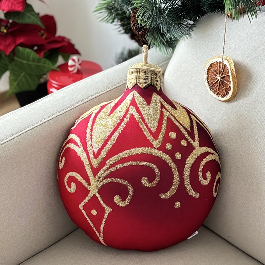 poduszki z grafiką Poduszka Dekoracyjna Czerwona Bombka Mała