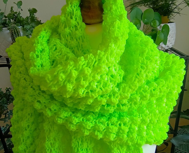 szale damskie Chusta Limonkowy Neonowy Popcorn bardzo duża