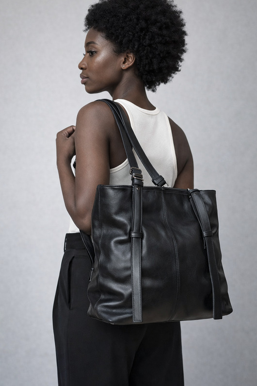 torby na ramię Czarna skórzana torba ze skóry naturalnej