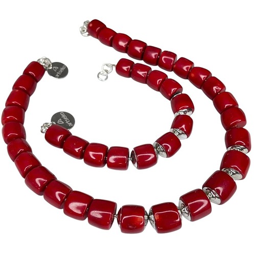 komplet biżuterii Srebrny komplet z koralem