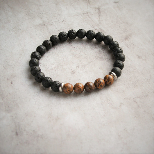 biżuteria męska Męska bransoletka : jaspis & lawa