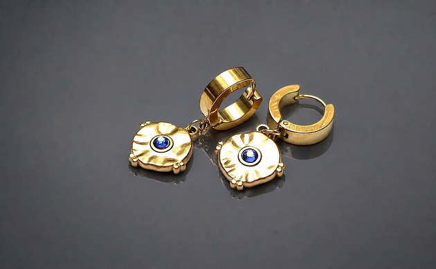 kolczyki pozłacane Kolczyki pozłacane Alloys Collection Coins /Sapphire/ vol. 2