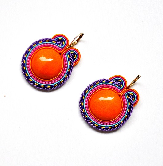 kolczyki soutache Sutaszowe kolczyki ORANGE