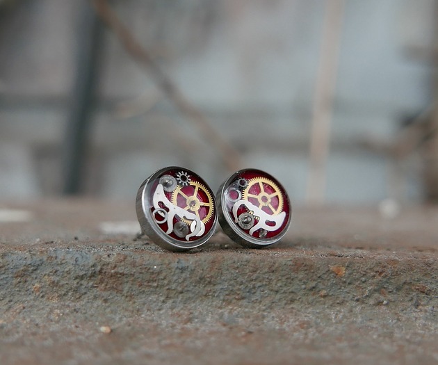 kolczyki z żywicy Mechaniczne kolczyki 012