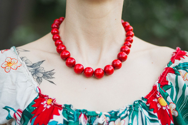 korale Czerwone korale, koraliki średnie, stopniowane; 46-52cm (model 3)