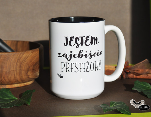 kubek dla niego Jestem zajebiście prestiżowy,  Sowia Aleja