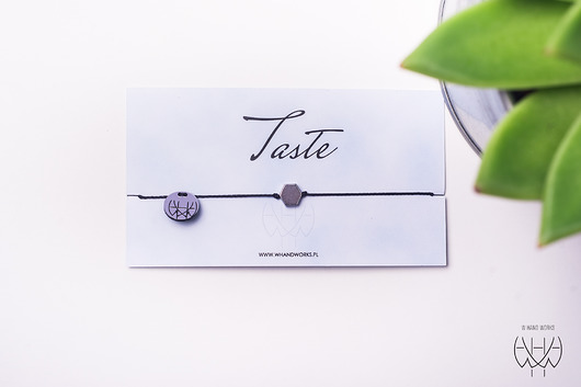 WHW Taste With Silver Hexagon On Black String w hand works